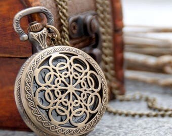 1 Pocket Watch Necklace Watch Classic Watch Wedding Gift Watch Clock Watch Hollow Watch -C341