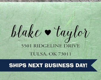Custom Address Stamp, Blake Taylor Couple Stamp, Return Address Stamp