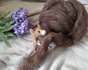 25g coco carded dark brown Wool Roving - Batt top coat Colour Felting Needle Felt
