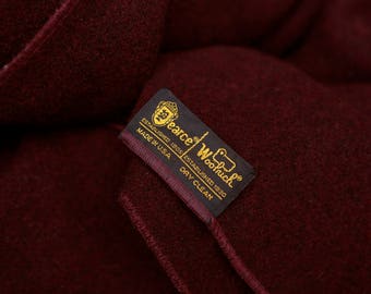 Large dark burgundy wine Pearce Woolrich wool blanket - thick heavy 100% wool blanket or throw