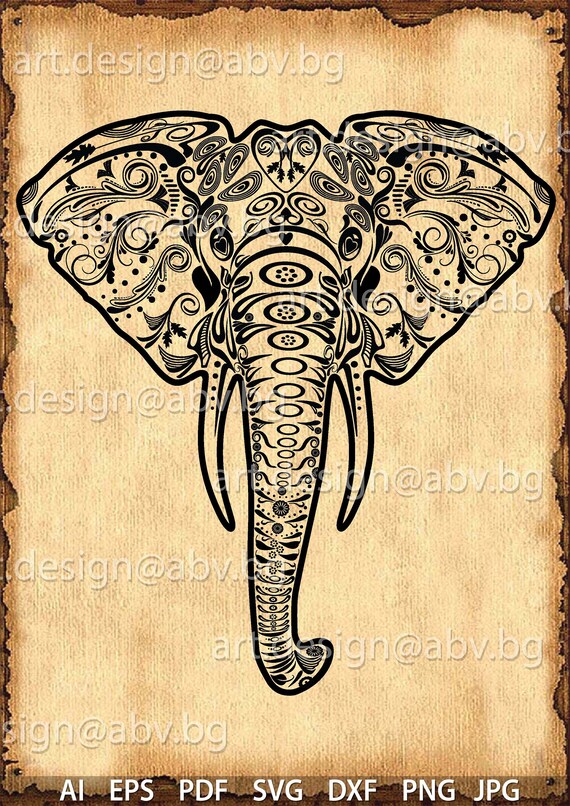 Vector ELEPHANT from floral ornaments AI eps pdf svg dxf