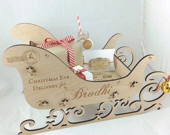 Personalised Wooden Christmas Eve Box, Christmas Eve Sleigh, Wooden Sleigh