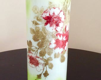 Vintage Vase Hand Blown Glass Large Vase Hand Painted Old