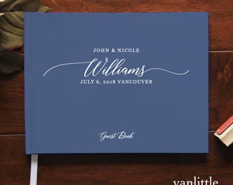 Custom Hardcover Wedding Guest Book With White Blank Pages, Casebound Wedding Guest Book, Personalized Guestbooks, Modern Wedding, WI1