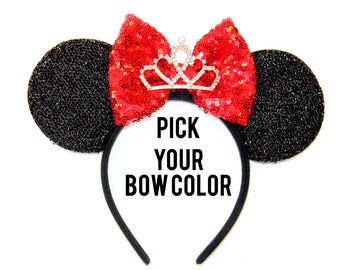 Tiara Minnie Mouse Ears, Princess Mickey Ears, Tiara Mickey Ears, Princess Minnie Ears, Princess Ears, Disneyland Ears, Elena Ears