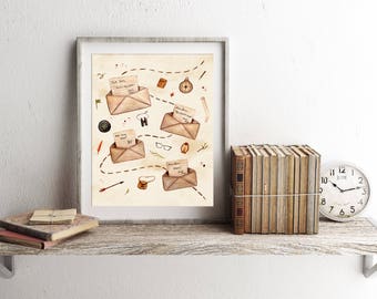 Wes Anderson Poster | Moonrise Kingdom Poster | Wes Anderson Art | Sam and Suzy Bishop | Watercolor Printable Art | 8x10 Wes Anderson Print