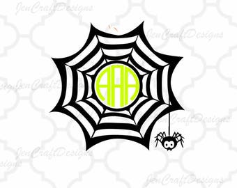 Spider Web Monogram Frame, Halloween Monogram Frame, Fall Designs, SVG DXF Files, Cricut Design Space, Silhouette, Digital Cut Files