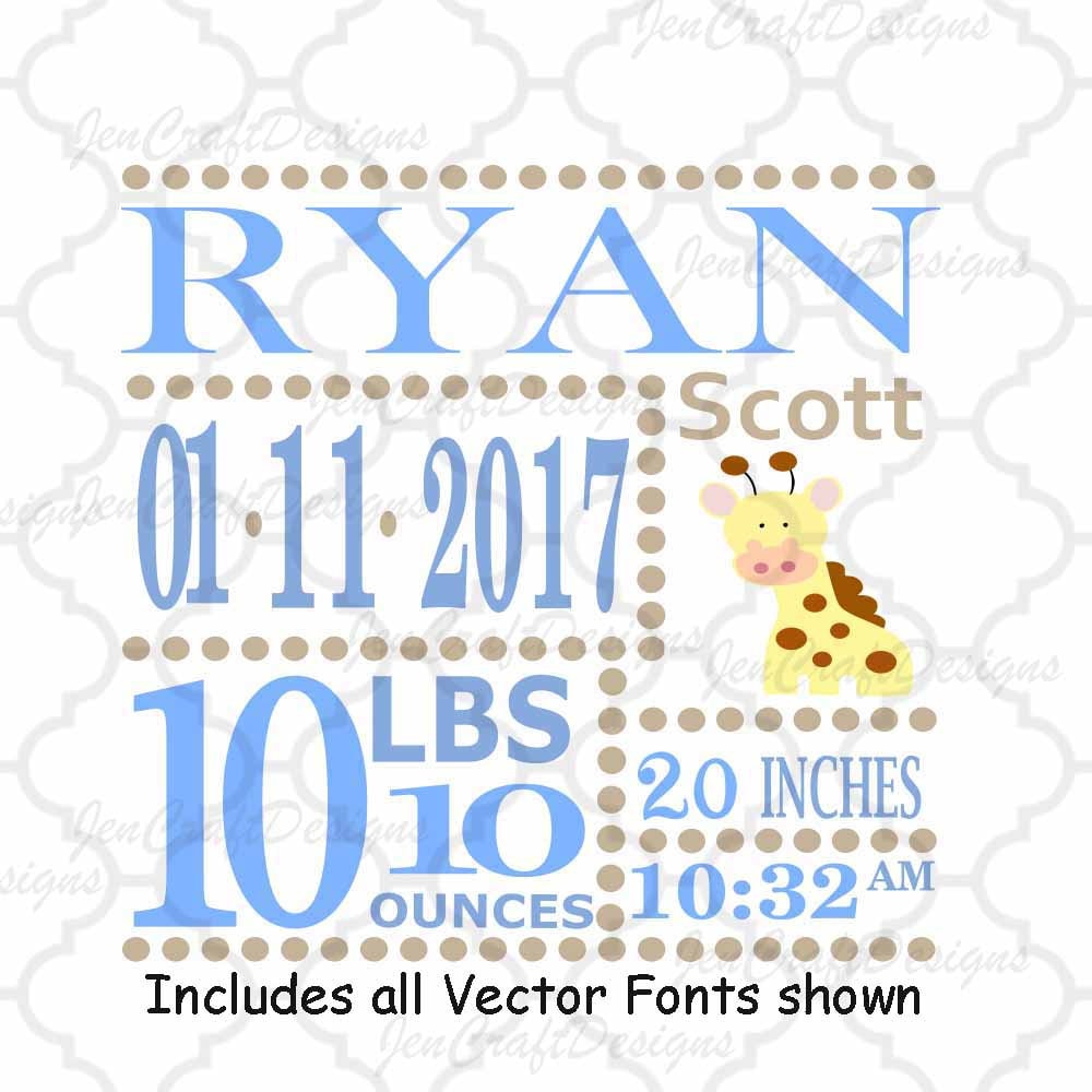 Download Boy Baby Birth Announcement SVG EPS DXf cut file set with