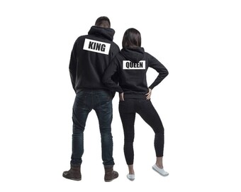 King Queen Hoodie Set Couple Wife Girl Boy Girlfirend Boyfriend Label Royal