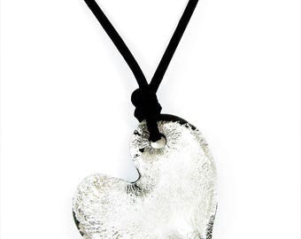 Murano Glass Silver Heart Pendant from Mystery of Venice 'Silver Passion', Murano Glass Heart, Murano Glass Pendant, Murano Glass Jewelry
