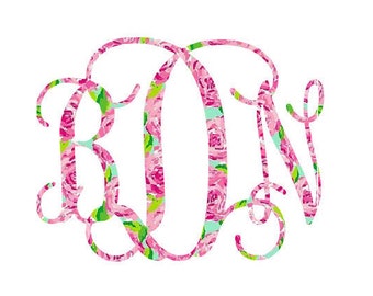 Lilly Pulitzer Monogram Decal - Lilly Inspired Monogram Decal - Vine Monogram Decal - Lilly Pulitzer Vine Monogram Decal