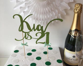 21st Birthday Cake Topper, 21st, Twenty One, Custom Name, Age, Colour, Glitter Topper, Celebration Cake Topper, Party Cake Decor