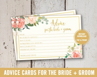 Bridal Shower Game Printable, Advice for the Bride and Groom, Bridal Shower Advice Cards, Bride and Groom Advice Cards, Instant Download