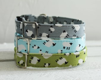 Dog Collar Sheep & Lamb Print Pattern - plastic or metal clasp and lead available seperately