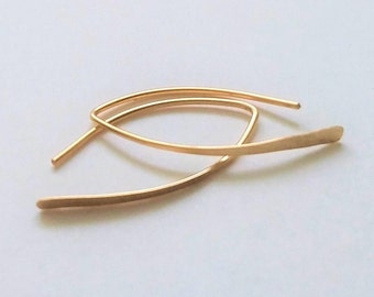 1" Open Hoop Earrings, Minimalist Earrings, Simple Every Day Earrings, Gold Filled Fun Earrings, Gold Threader Earrings, Fun Earrings.
