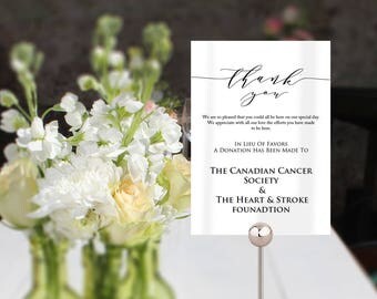 Wedding In Lieu Of Favors Sign, In Lieu Of Favors Template, Wedding Table In Lieu Of Favours Sign, Wedding template in 2 useful sizes.