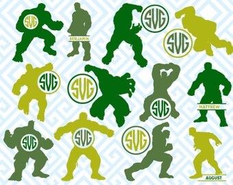 Hulk Monogram, Digital Cutting Files, Svg Files for Silhouette, Cricut, Marvel Monogram Frame, Superheroe SVG, Avengers Files, 10luna