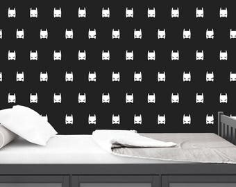Batman Wall Decal Hero Superhero Mask Matte Vinyl Wall Sticker Geometric Pattern Nursery Home Decoration Removable Stickers