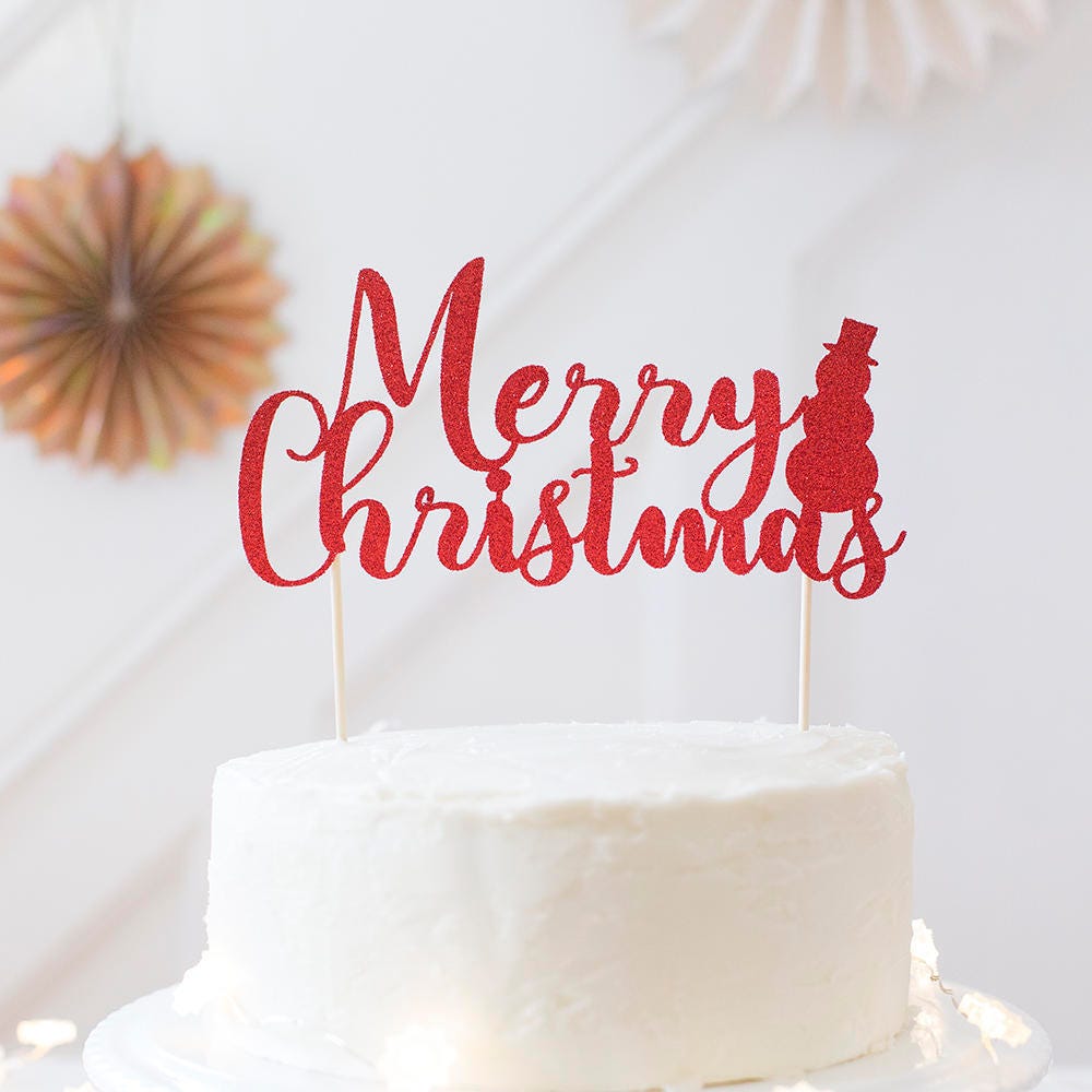 ON SALE Merry Christmas Cake Topper. Christmas Decorations. Christmas ...