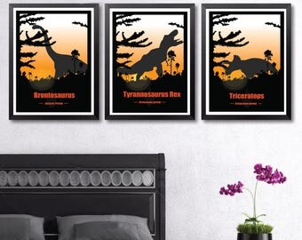 Dinosaur Poster Jurassic ParkDinosaur Print Set Of 3 Prints Dinosaur Poster Jurassic ParkDinosaur Print Set Of 3 Prints