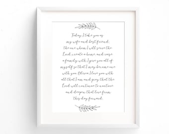 Wedding Vow Print - First Anniversary Gift - Paper Anniversary Gift - Wedding Vow Art - Wedding Vow Keepsake - Wedding Gift - Wedding Vows
