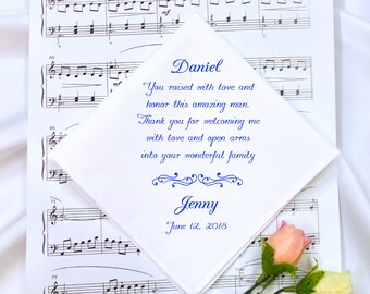 Wedding Handkerchief, Father in law Handkerchief, Father in Law Gift, Printed Hankie, FREE GIFT BOX, Wedding Hankerchief, Wedding Hankies #2