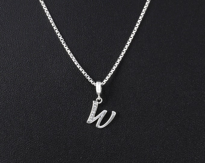 Letter W Initial Pendant Charm - 925 Sterling Silver - Personalised Gift - Gift Packaging Available - Birthday Gift - Wedding Gift
