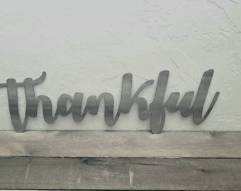 Metal Thankful Sign Rustic Farmhouse Style Wall Art Word Grateful Blessed Metal Thankful Sign Rustic Farmhouse Style Wall Art Word Grateful Blessed