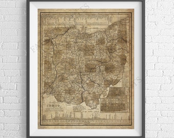 Ohio Wall Art ohio map print | etsy Ohio Wall Art ohio map print | etsy