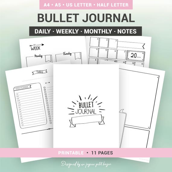 BULLET JOURNAL Printable Undated Monthly calendar