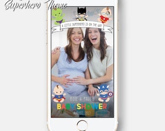Super Hero Themed Baby Shower Birthday Party It's A Boy It's A Girl Superhero Kids babies heroes Snapchat Geofilter Geotag BabyShower Filter