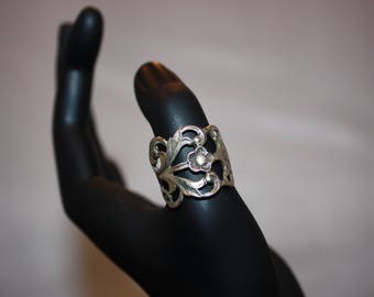 Handmade Spoon Ring with Floral Filigree