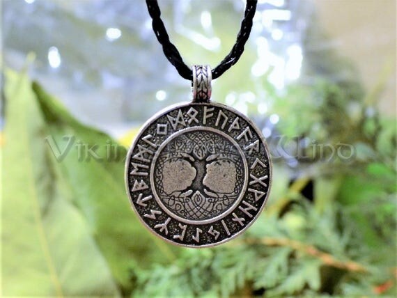 Viking Runes Yggdrasil Necklace Tree of Life Silver Pendant