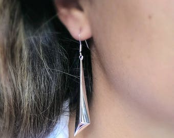 Sterling silver geometric earring - triangle earring - hypoallergenic earring - modern earring - triangular earring - nickel free earring