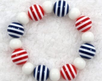 Red white and blue, nautical, Americanan bracelet