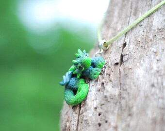 pendant green dragon collectable dungeons and dragons gift green necklace sister love art decor pendant dragon