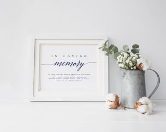 Navy In Loving Memory Wedding Sign Template DIY Wedding Sign Template PDF Wedding Sign Wedding Memory Sign Wedding In honor of