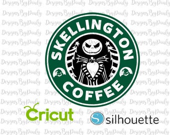 Skellington Coffee Nightmare Before Christmas design svg png jpeg download