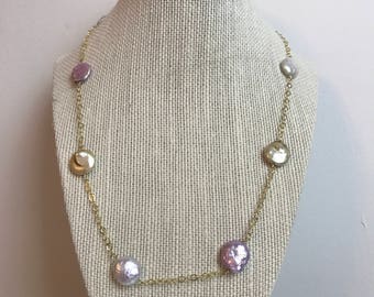 Handcrafted 14 K Gold Filled Chain with 8 artificial pearls