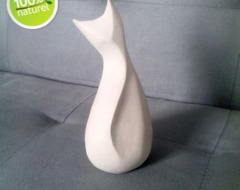 Abstract modern cat figurine, clay 100% natural!