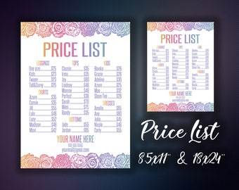 Price List, Price List Poster, Price Chart, Pricing Guide, Large Poster, Price Sign, Digital Files, Home Office Approved Color&Fonts