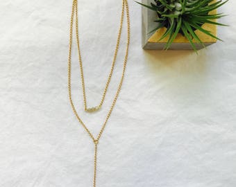 14k Gold Plated, Swarovski Crystal Lariat Choker