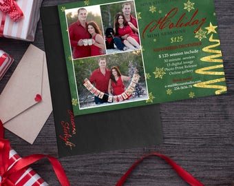 Christmas Mini Session Template - Photography Marketing Board - Christmas Minis - Photoshop Template for Photographers, INSTANT DOWNLOAD