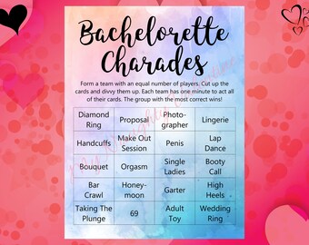 Printable naughty charades party game adult party game