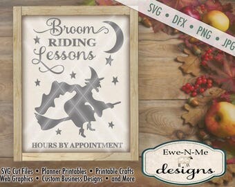 Halloween Cut File - Witch SVG Cutting File - Broom Riding Lessons - Digital svg, dfx, png and jpg files available