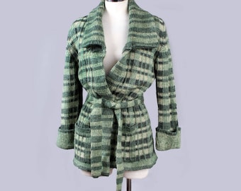 Vintage Wrap Belted Sweater 1970's in Green