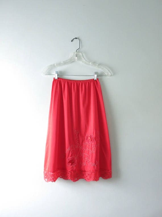 1960s Red Satin & Lace Half Slip XS Deadstock