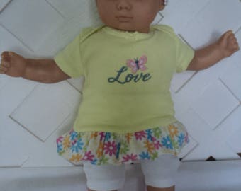 Doll Clothes,  Bitty Baby Girl   4 pc cute  lime green  Pants dress  outfit  with headband and Leggings