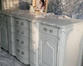 Sideboard French Provincial Bow Front Vintage Buffet Custom PAINT to ORDER Poppy Cottage Painted Furniture