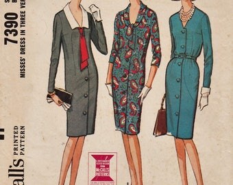 McCalls 7390 / Vintage 60s Sewing Pattern / Dress / Size 16 Bust 36